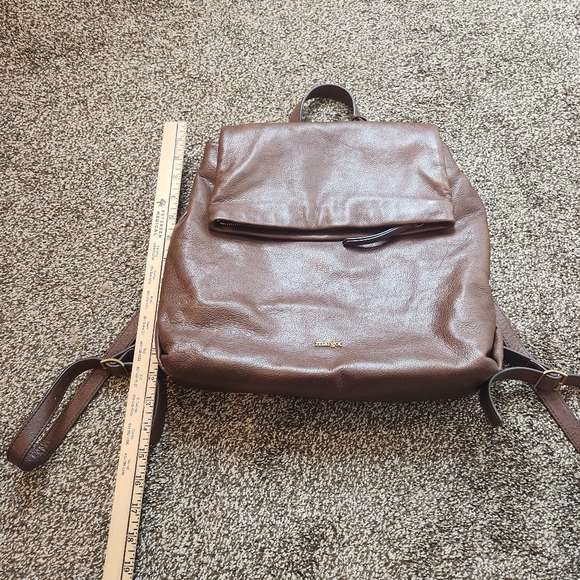 Margot Zoey Leather Backpack in Chocolate - Picture 3 of 10